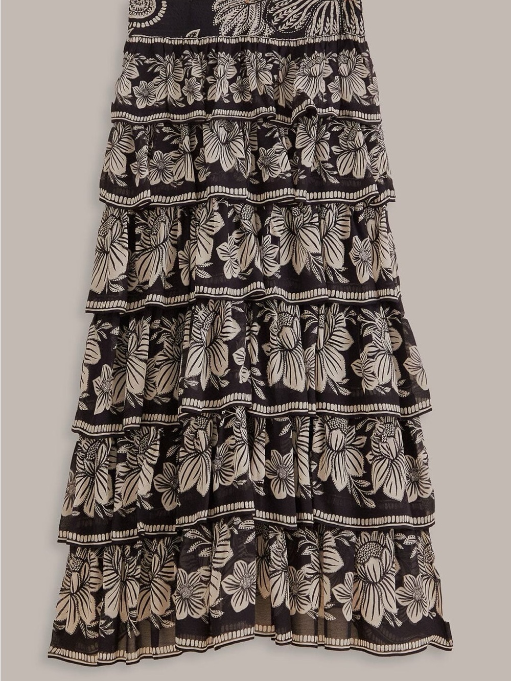 FARM Rio Black Paisley Bloom Tiered Skirt - Picture 9 of 9